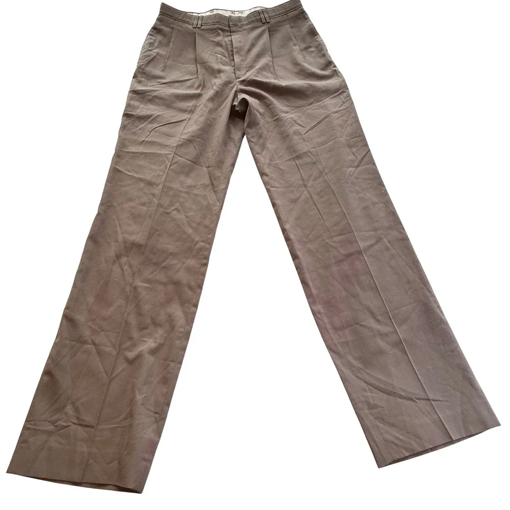 Vintage Gallery Soft Wear Brown Wide Leg Dress Pants High Rise Made in USA 34x34